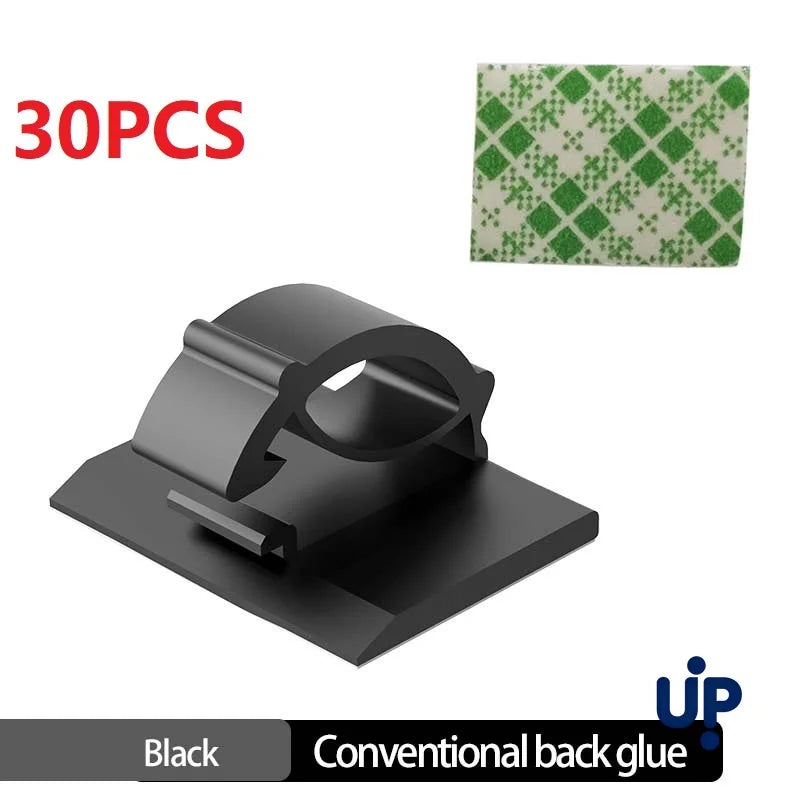 30-Piece Cable Organizer Clip Set – Plastic Cord Holders for Desks and Workstations