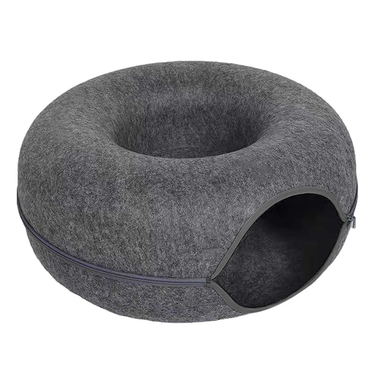 Round Felt Cat Tunnel Bed & Scratcher – Interactive Donut Nest For Kittens