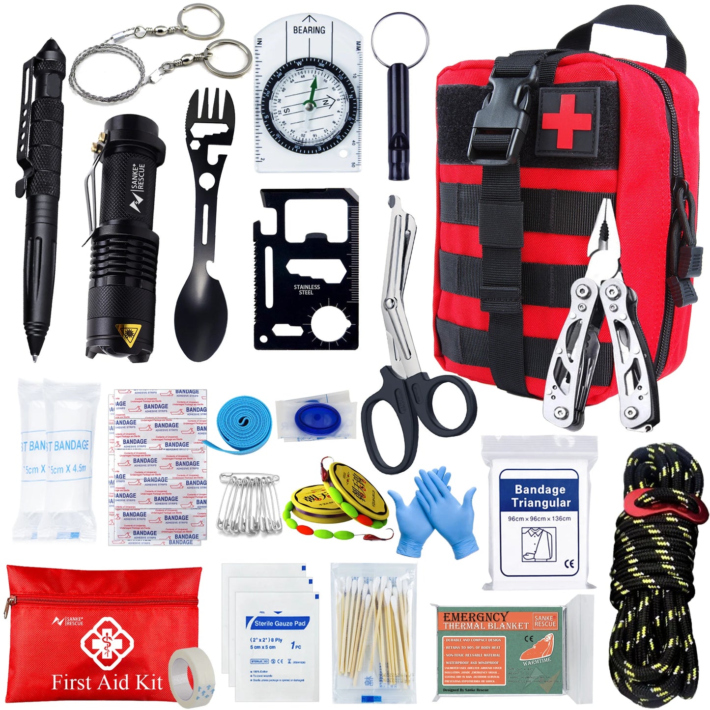 24-in-1 Tactical Survival & First Aid Kit – MOLLE Emergency Pouch for Car, Camping and Hiking