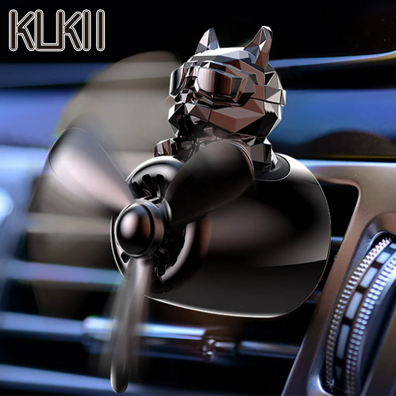 Pilot Bulldog Car Air Freshener – Rotating Airplane Vent Clip Ornament With Fragrance