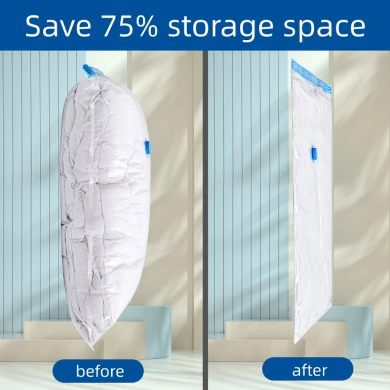 PEISI Vacuum Storage Bags with Pump – Reusable Clothes Compression Bags for Travel & Space Saving (3–5 Pack)