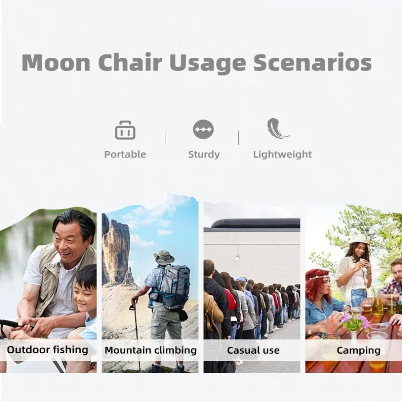 Outdoor Moon Folding Chair – Ultra-Light Aluminum Camping Backrest Chair