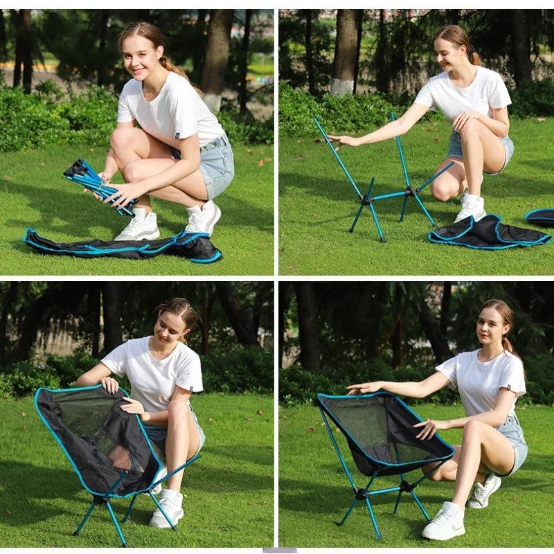 Outdoor Moon Folding Chair – Ultra-Light Aluminum Camping Backrest Chair
