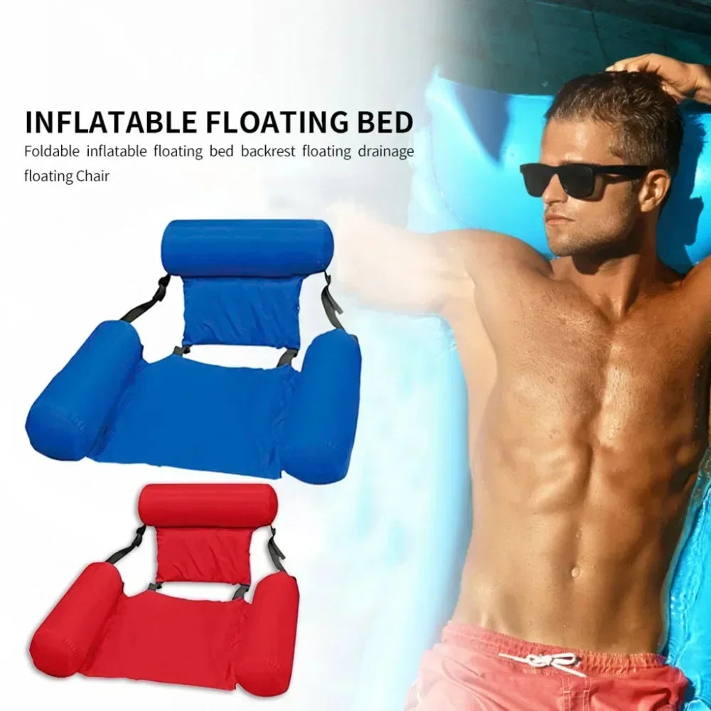 Foldable Floating Water Hammock – Inflatable Pool Lounger Mat for Swimming & Beach