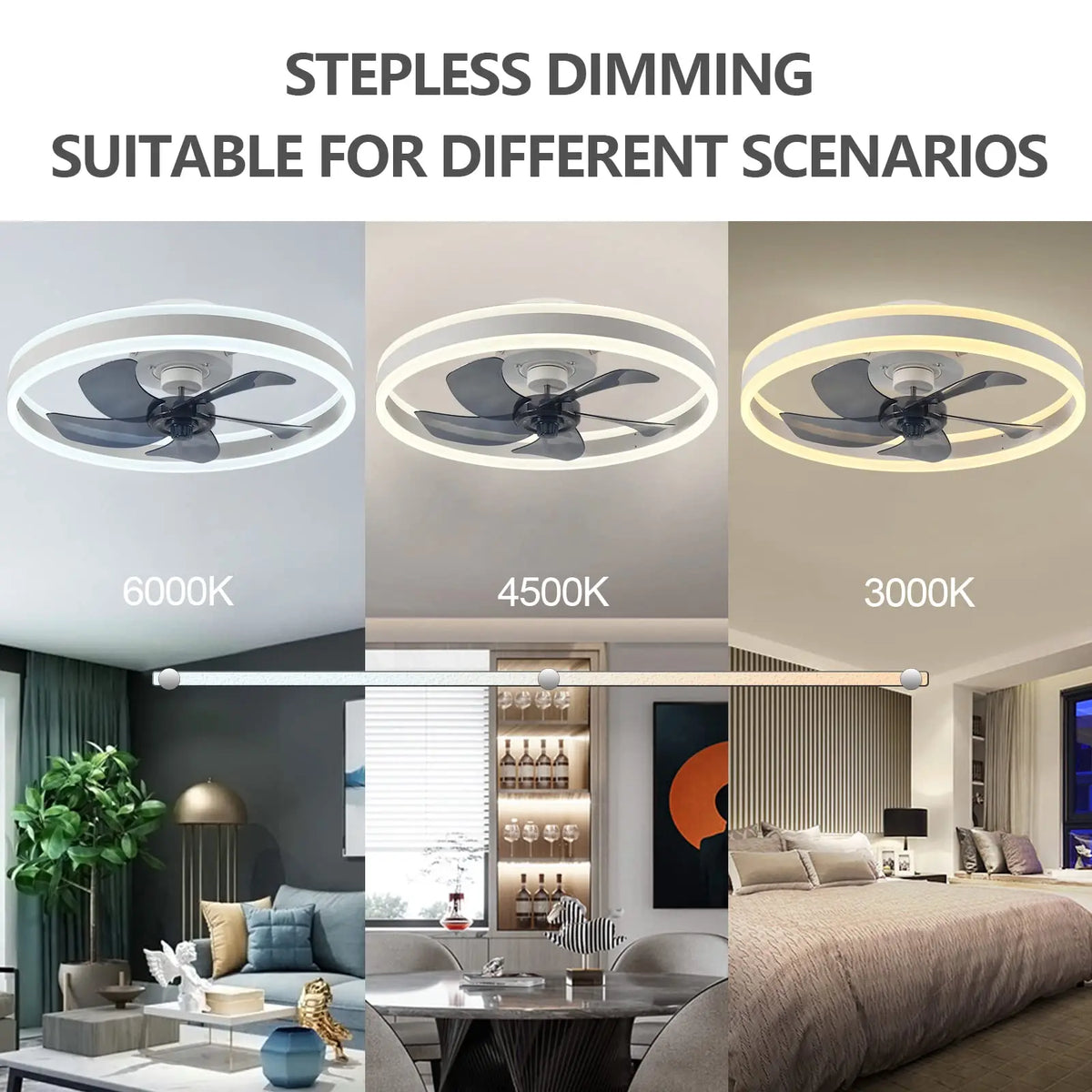 Modern Reversible Ceiling Fan With Dimmable LED Light & Remote Control