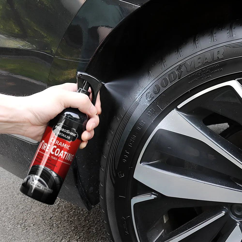 Hydroshine Ceramic Tire Shine Spray – Hydrophobic Tyre, Rubber & Plastic Restorer