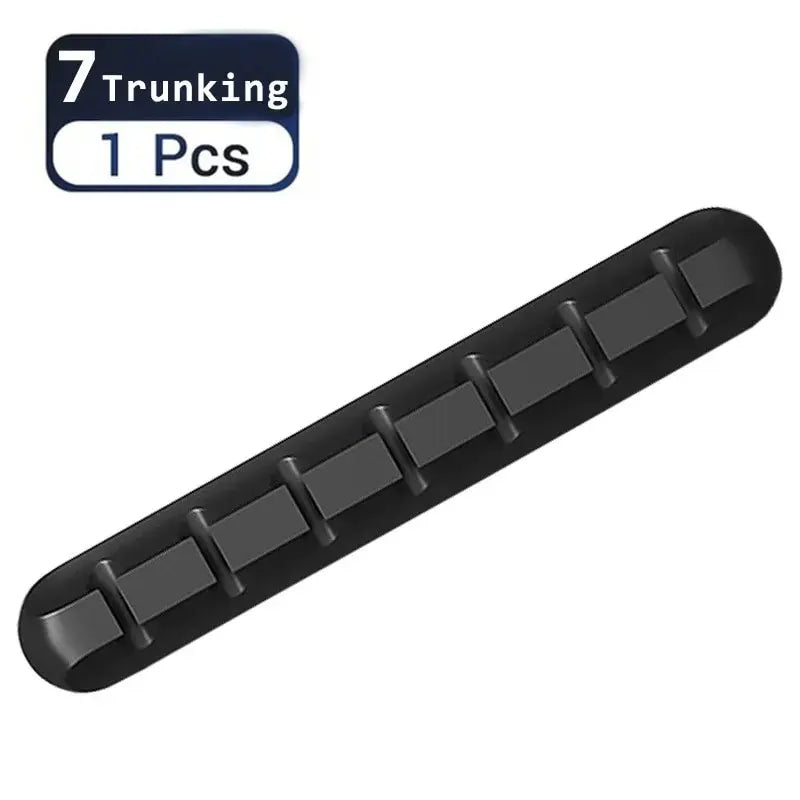 Self-Adhesive Silicone Cable Organizer – 5-Slot or 7-Slot Desktop Cord Holder