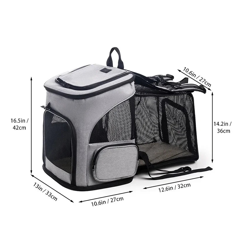 Expandable Breathable Pet Carrier Backpack – Foldable Travel Bag for Cats & Small Dogs