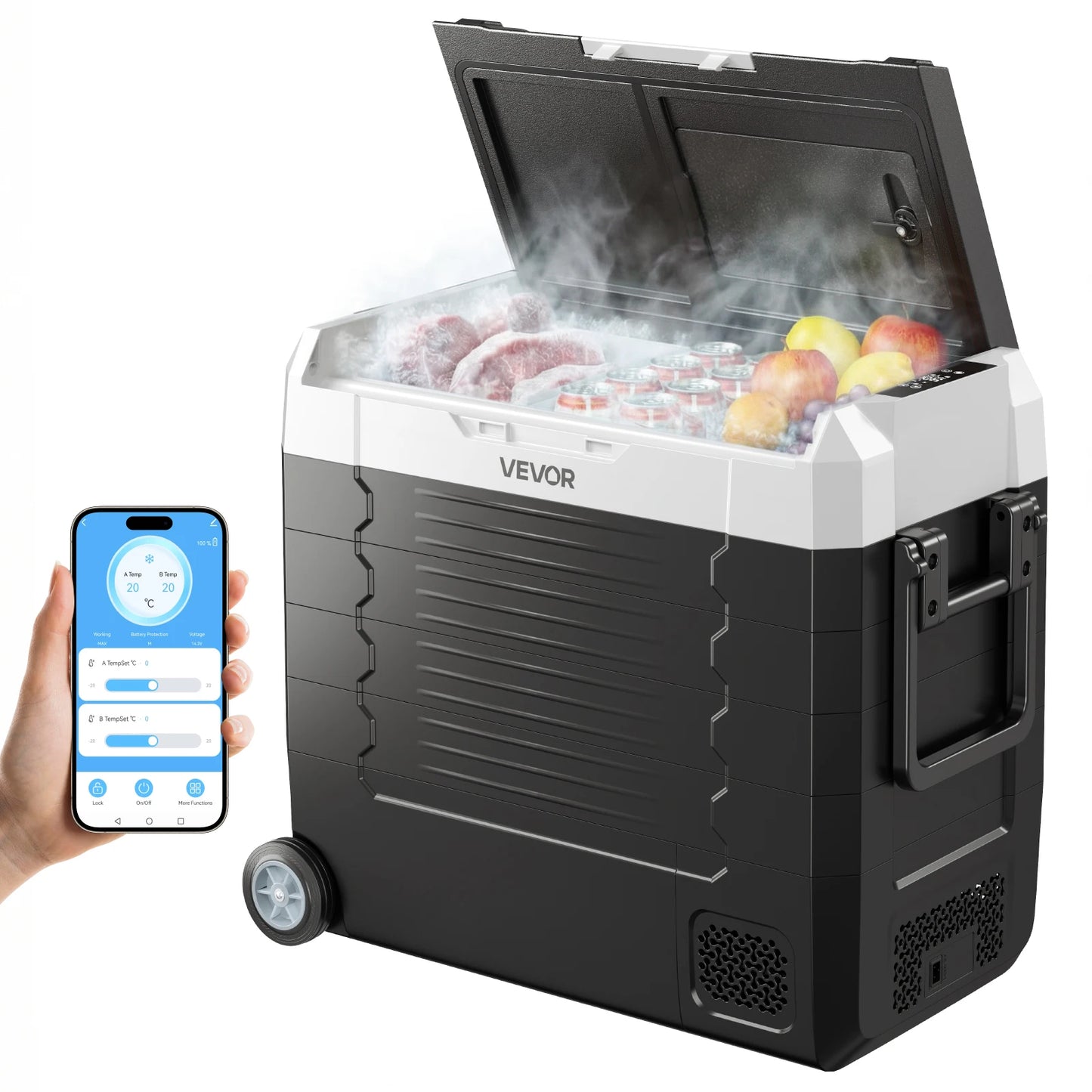 SucceBuy 20L–55L Portable Car Refrigerator Freezer – 12/24V Compressor Cooler With App Control