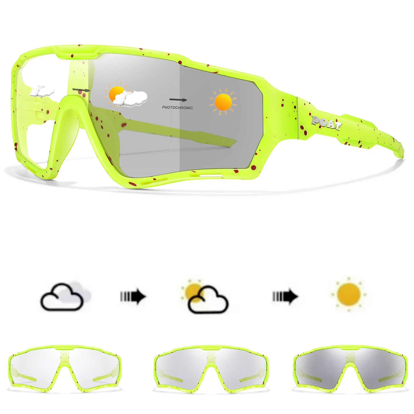 POAT Photochromic Cycling Sunglasses – UV400 MTB Bike Sports Glasses for Men & Women