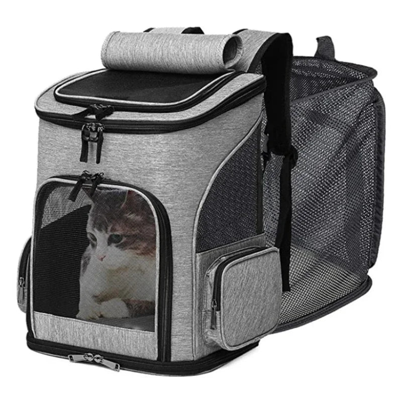 Expandable Breathable Pet Carrier Backpack – Foldable Travel Bag for Cats & Small Dogs
