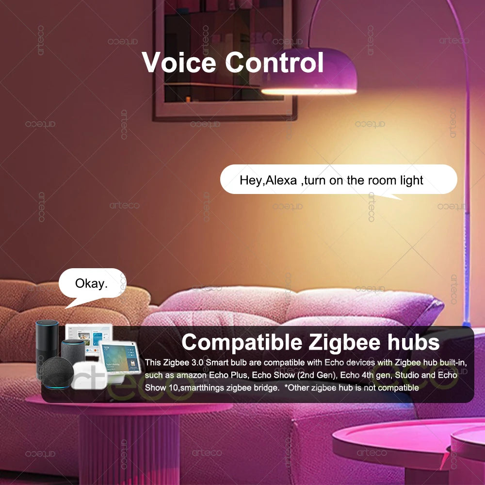 Zigbee E27 Smart LED Bulb RGB + Warm White + Cool White