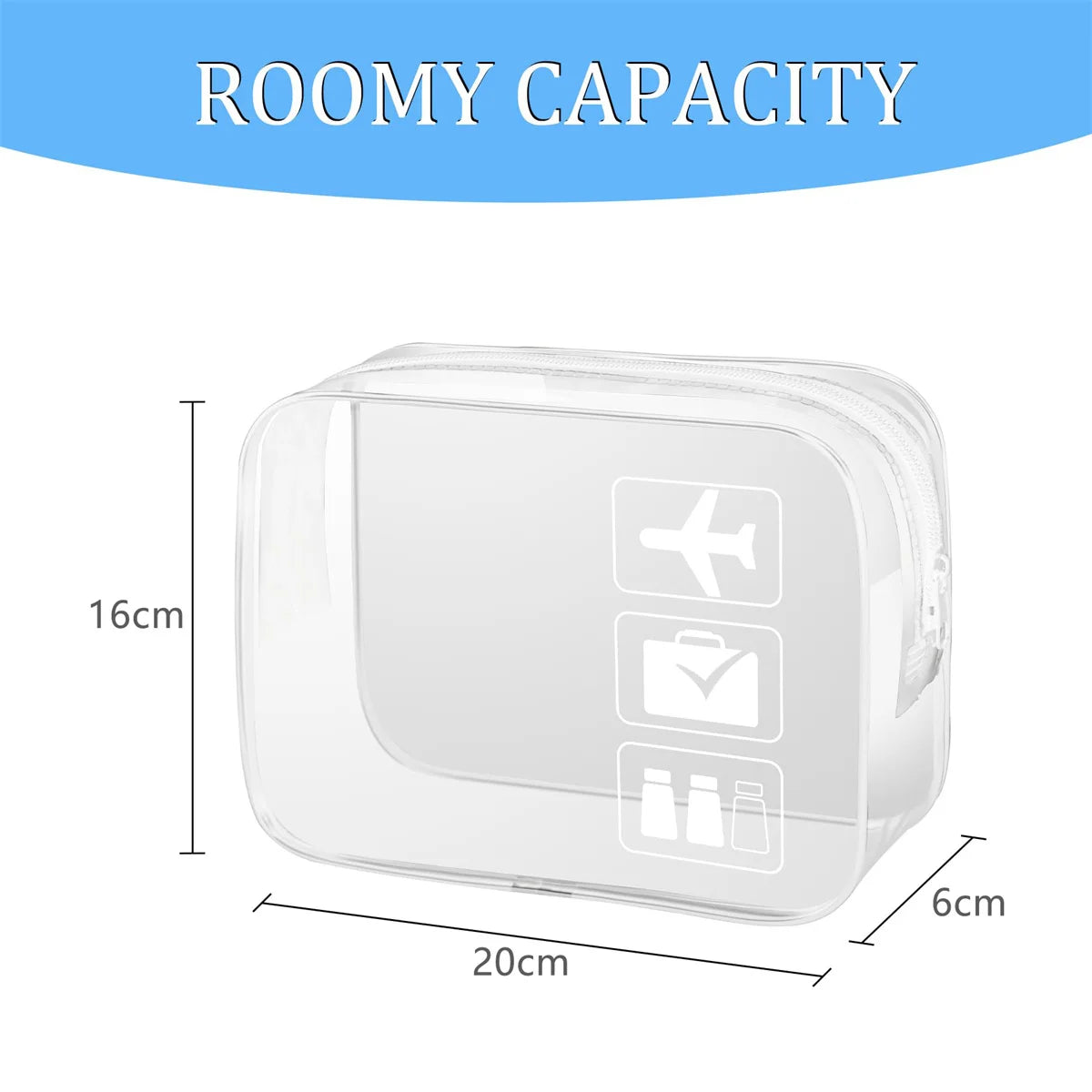Clear TSA Approved Toiletry Bag – Quart Size Waterproof PVC Travel Carry-On Cosmetic Organizer