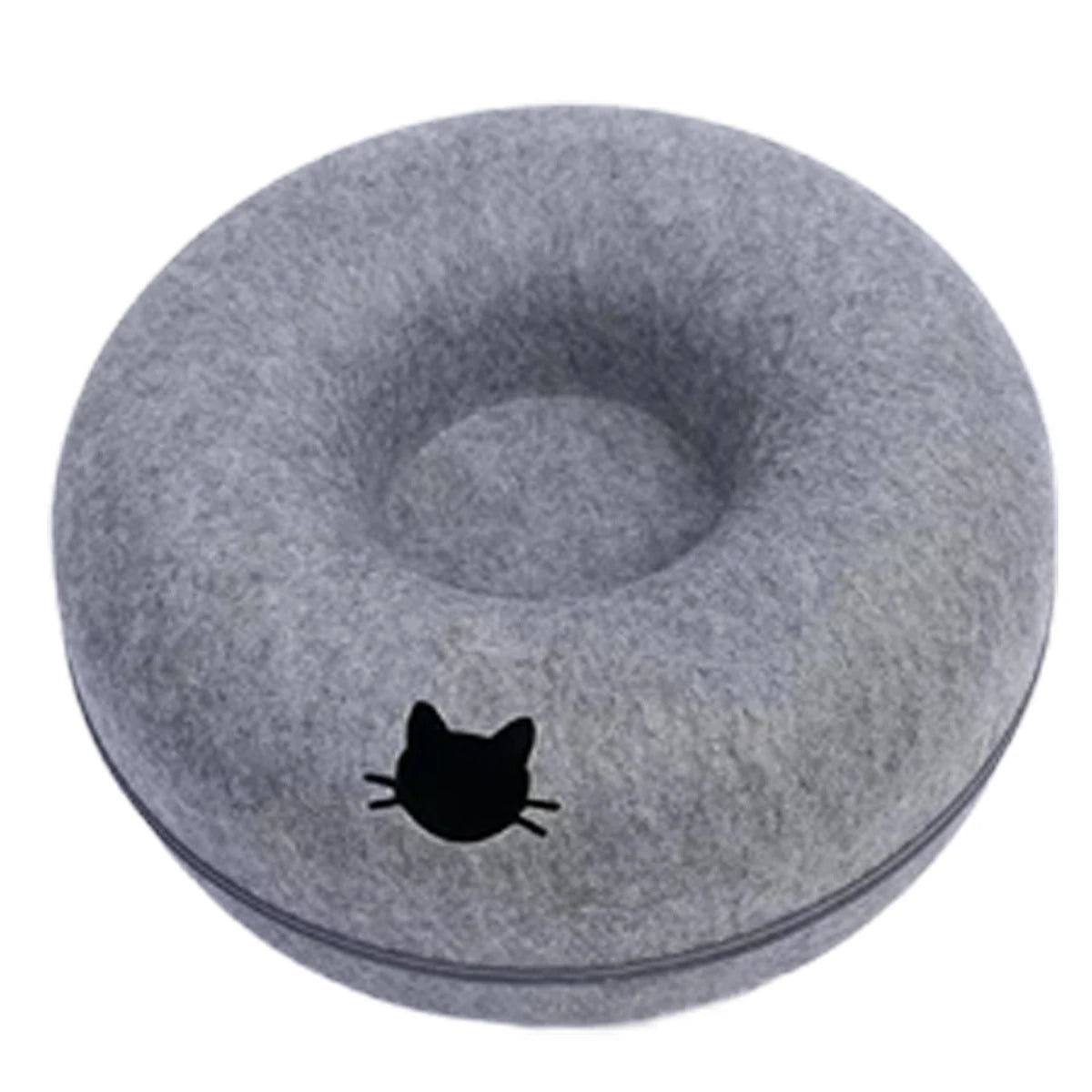 Round Felt Cat Tunnel Bed & Scratcher – Interactive Donut Nest For Kittens