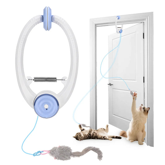 Rechargeable Door Hanging Cat Toy – Automatic Interactive Cat Teaser with Plush Mouse