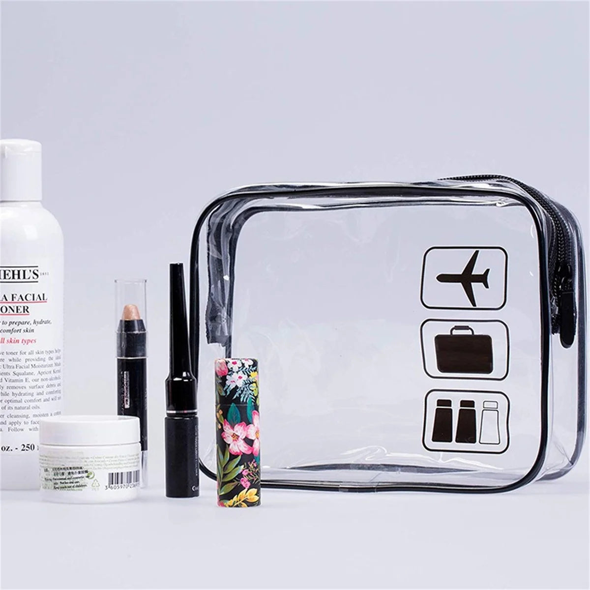 Clear TSA Approved Toiletry Bag – Quart Size Waterproof PVC Travel Carry-On Cosmetic Organizer