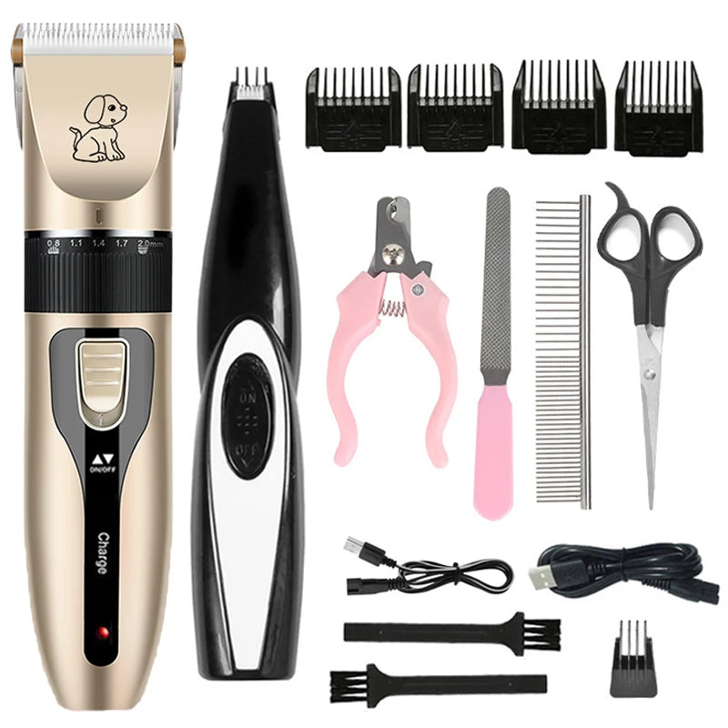 Baisibei Rechargeable Pet Clipper Grooming Kit – Professional Low Noise Dog & Cat Hair Trimmer (Cordless)