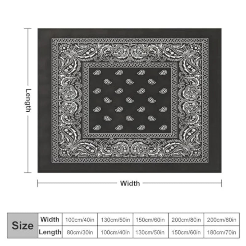 Black Bandana Paisley Micro Plush Throw Blanket – Soft All-Season Blanket for Sofa, Bed and Travel - Goodify Mart