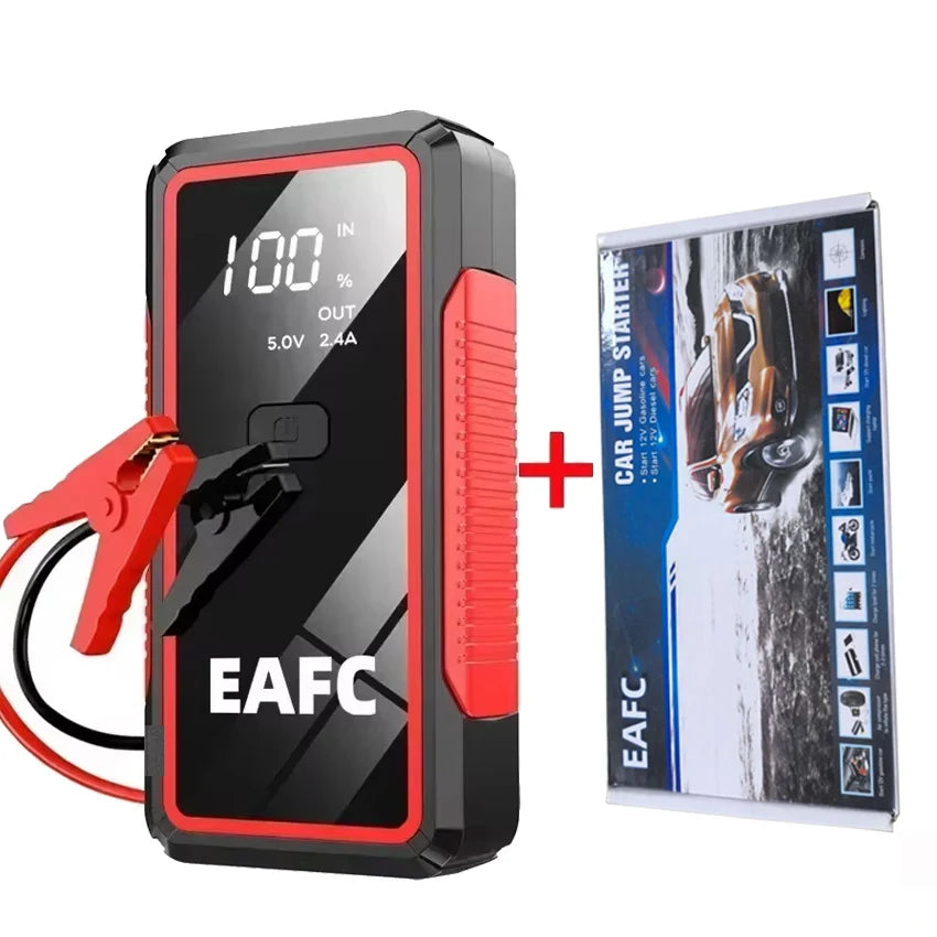 EAFC 12V Portable Car Jump Starter – 600A–2000A Battery Booster With Power Bank & LED Light
