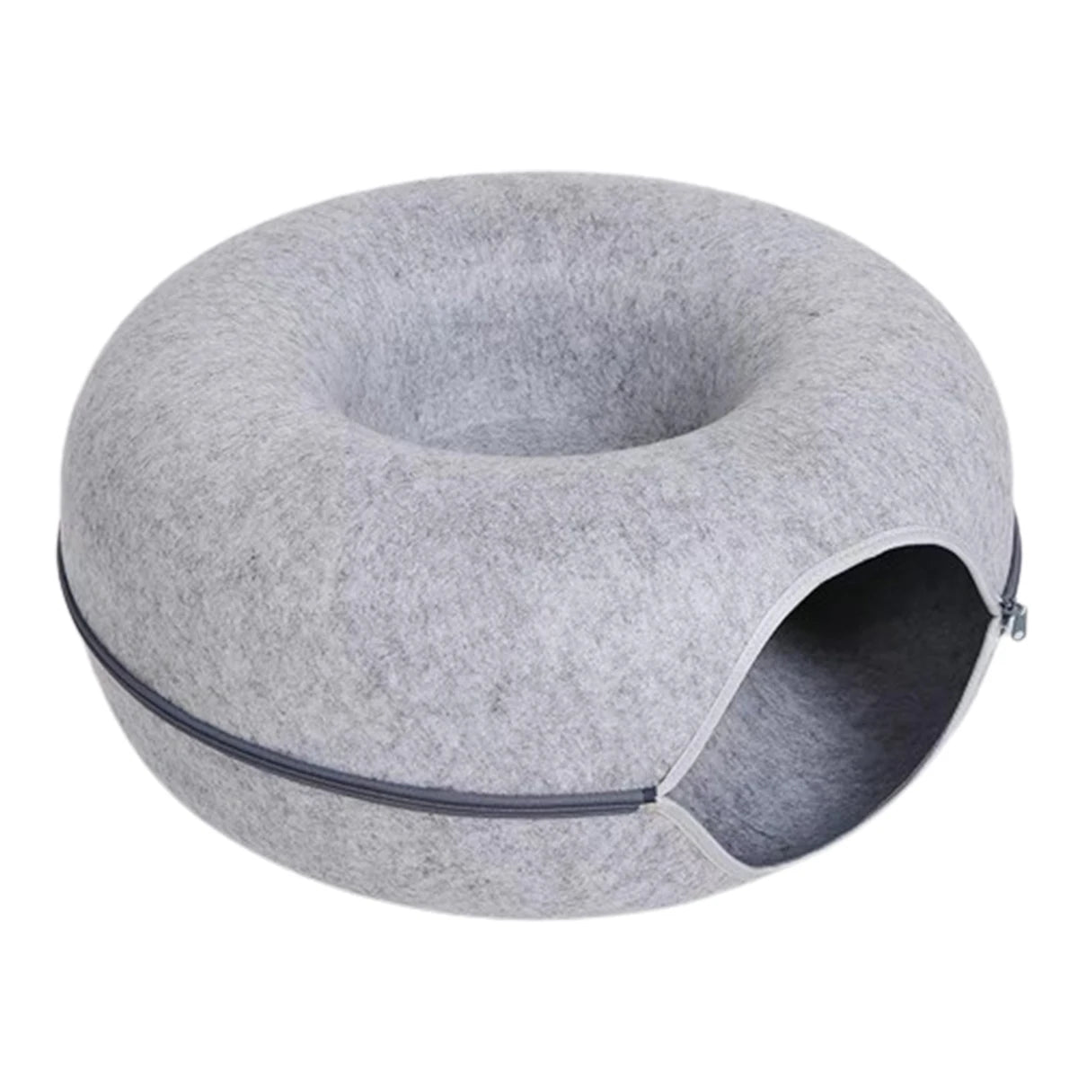 Round Felt Cat Tunnel Bed & Scratcher – Interactive Donut Nest For Kittens