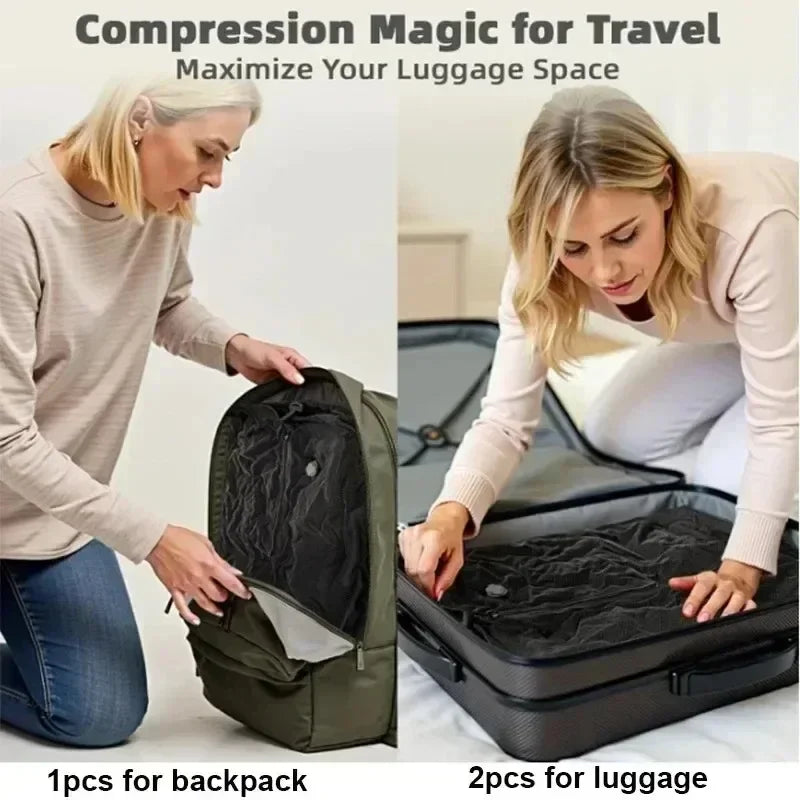17L Vacuum Compression Travel Bag with Air Pump – Reusable Waterproof Clothing Storage & Luggage Space Saver