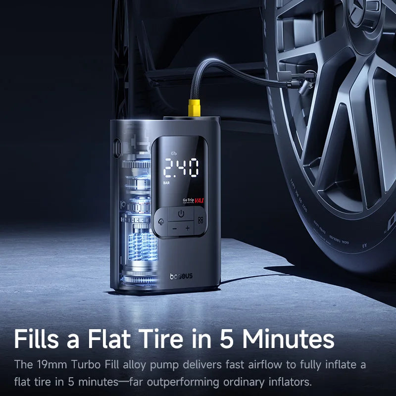 Baseus Cordless Tire Inflator – Digital LCD Air Compressor for Cars, Motorcycles, Bikes and Balls