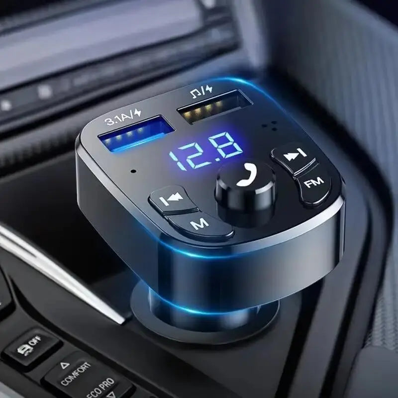 Bluetooth 5.0 FM Transmitter & Dual USB Car Charger – Hands-Free Calling and MP3 Player