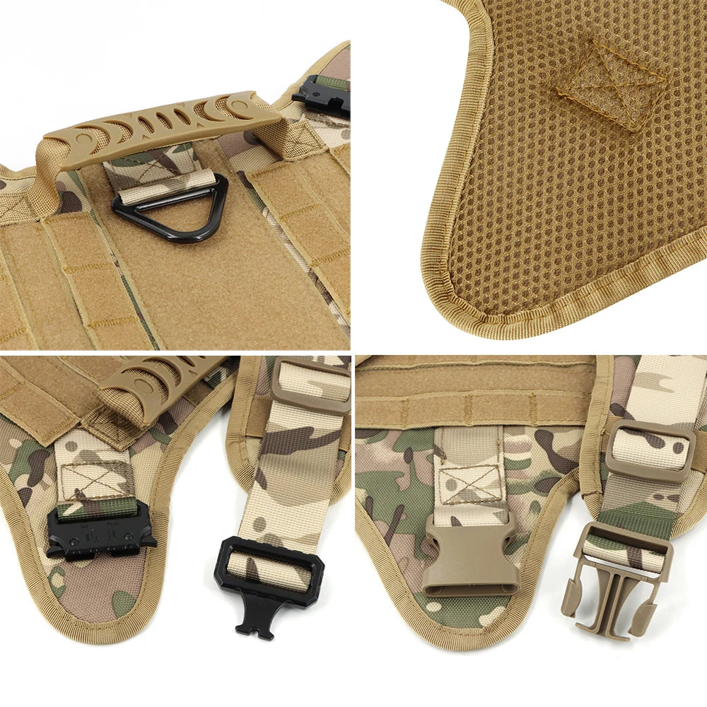 PETRAVEL Tactical Dog Harness Set – Military K9 Vest with Collar & Leash for Medium & Large Dogs