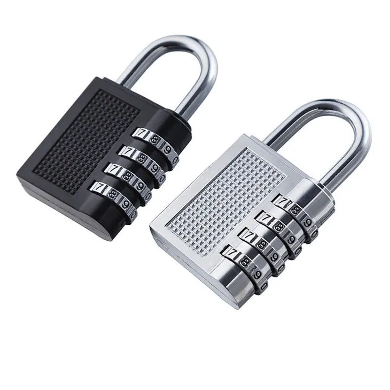4-Digit Zinc Alloy Combination Padlock – Resettable Black Lock for Gym Lockers and Luggage