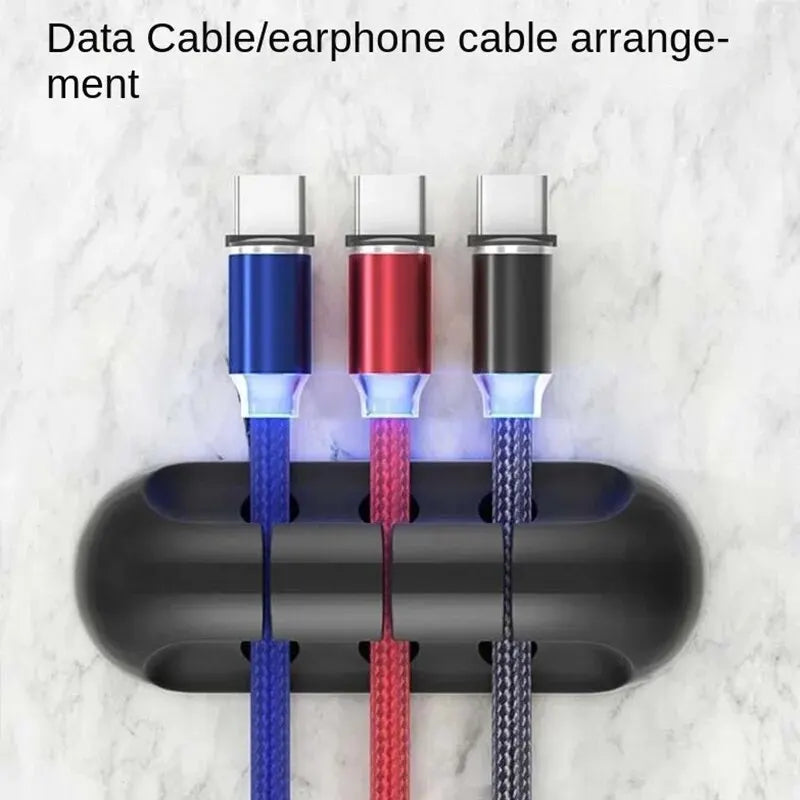 Self-Adhesive Silicone Cable Organizer – 5-Slot or 7-Slot Desktop Cord Holder