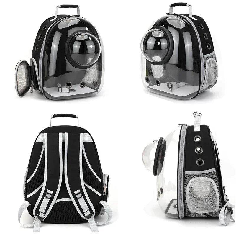 Transparent Space Capsule Pet Backpack – Breathable Cat & Dog Carrier with PVC Window