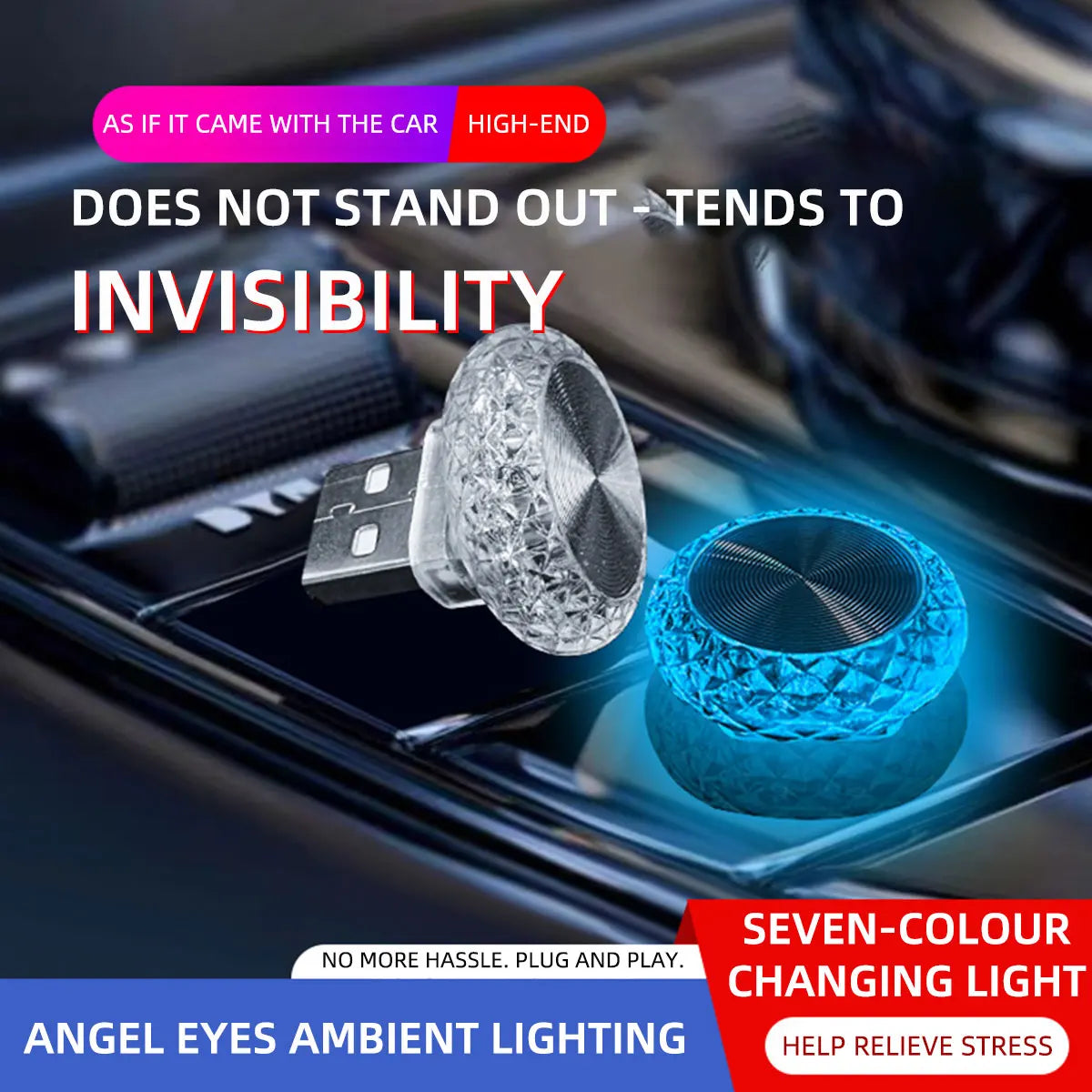 KEVANLY Mini RGB USB Ambient Light – Plug-and-Play LED Atmosphere Lamp for Car, Computer & Power Bank