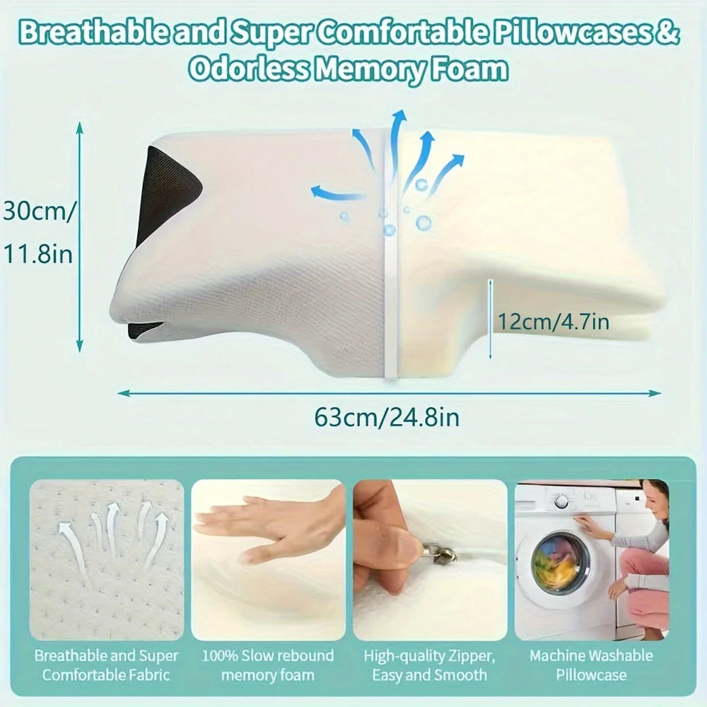 Ergonomic Wave Memory Foam Pillow For Side, Back & Stomach Sleepers