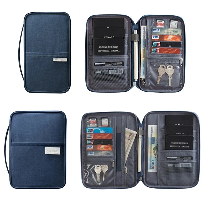 Family Passport Wallet & Travel Document Organizer – Multi-Pocket Card and Ticket Case