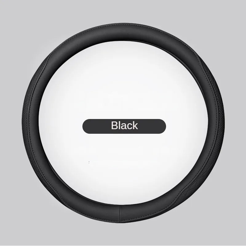 Embossed PU Leather Steering Wheel Cover – Non-Slip Breathable Universal 15 Inch (38cm) O & D Shape