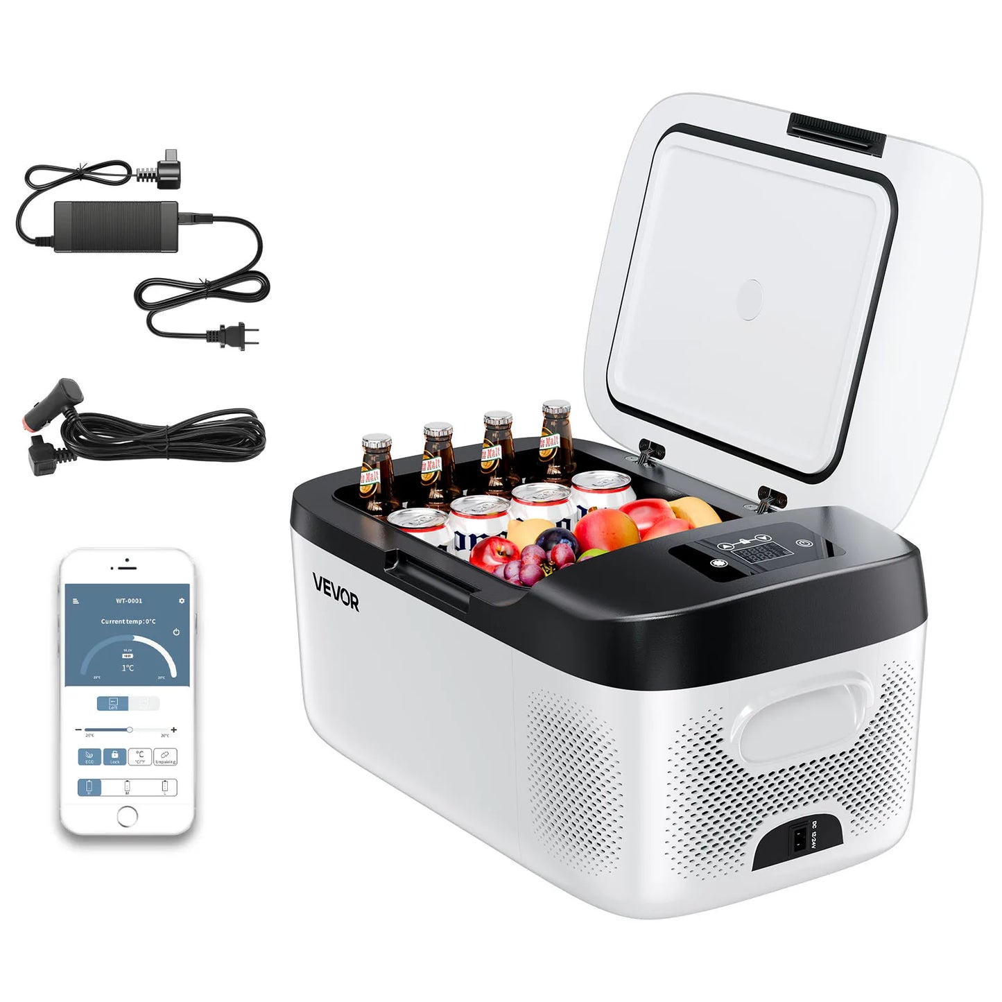 SucceBuy 20L–55L Portable Car Refrigerator Freezer – 12/24V Compressor Cooler With App Control