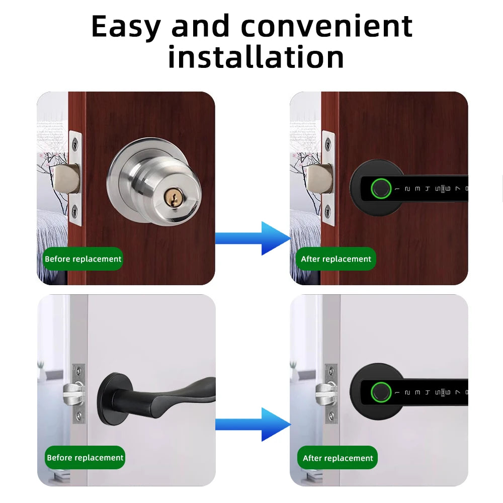 RAYKUBE M5 Smart Fingerprint Door Lock – Tuya BLE Digital Lock with App, Password, Card & Key Access