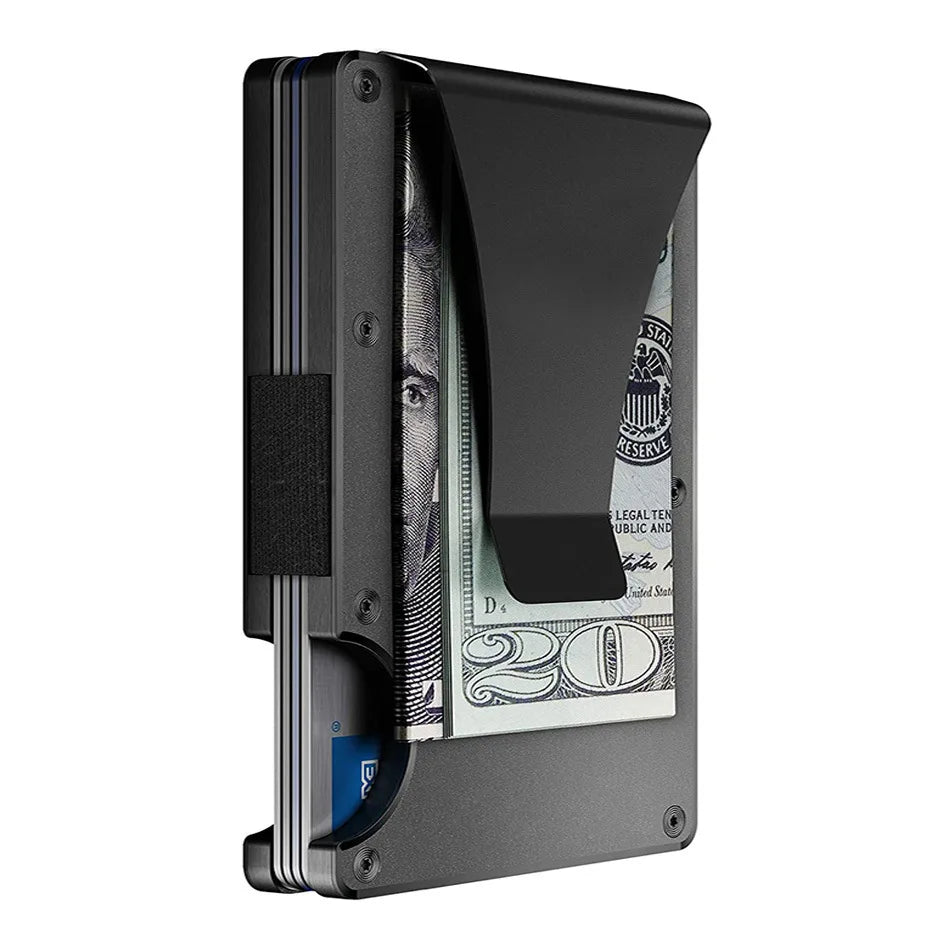 RFID-Blocking Aluminum Card Holder Wallet With Money Clip – Slim Metal Credit Card Case