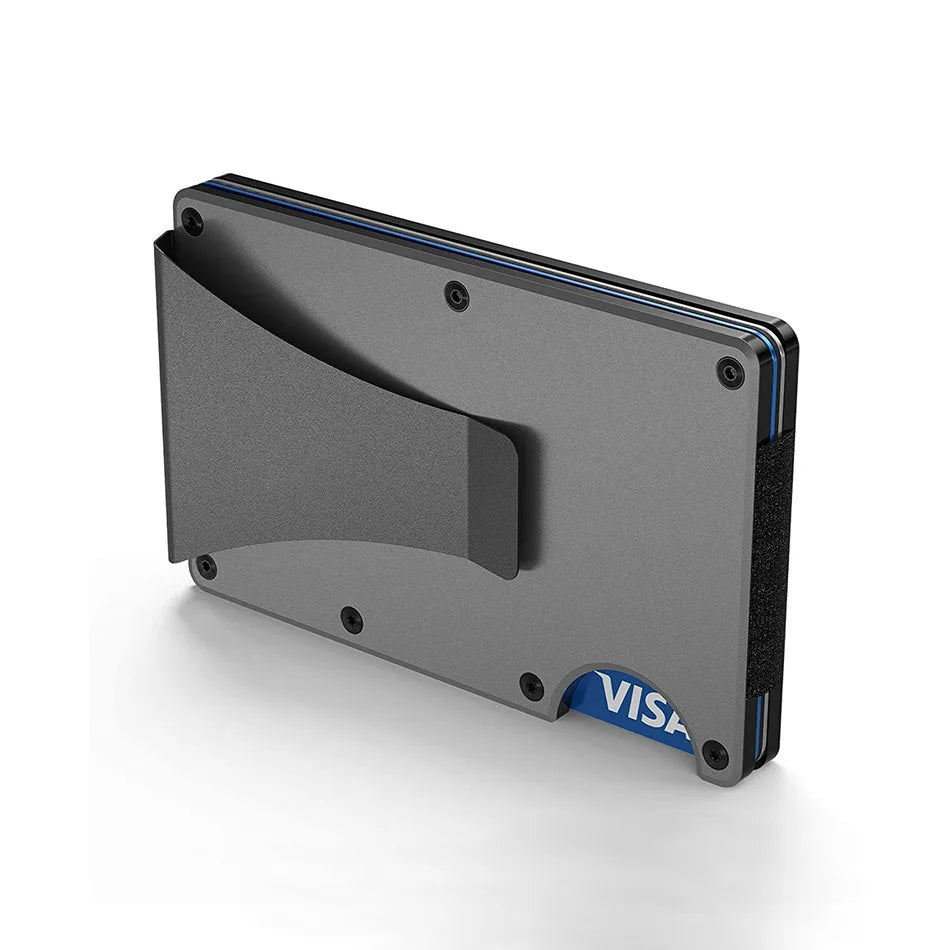 RFID-Blocking Aluminum Card Holder Wallet With Money Clip – Slim Metal Credit Card Case