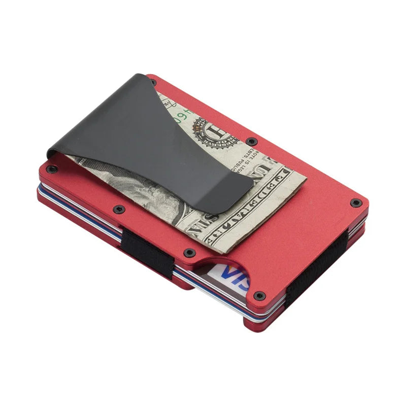 RFID-Blocking Aluminum Card Holder Wallet With Money Clip – Slim Metal Credit Card Case