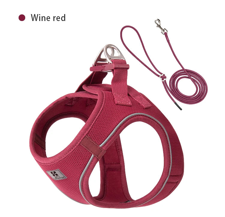 Reflective Dog Harness & Leash Set – Adjustable Step-In Vest for Small & Medium Dogs