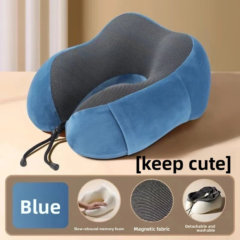 Soft U-Shaped Memory Foam Neck Pillow For Airplane Travel & Seated Rest