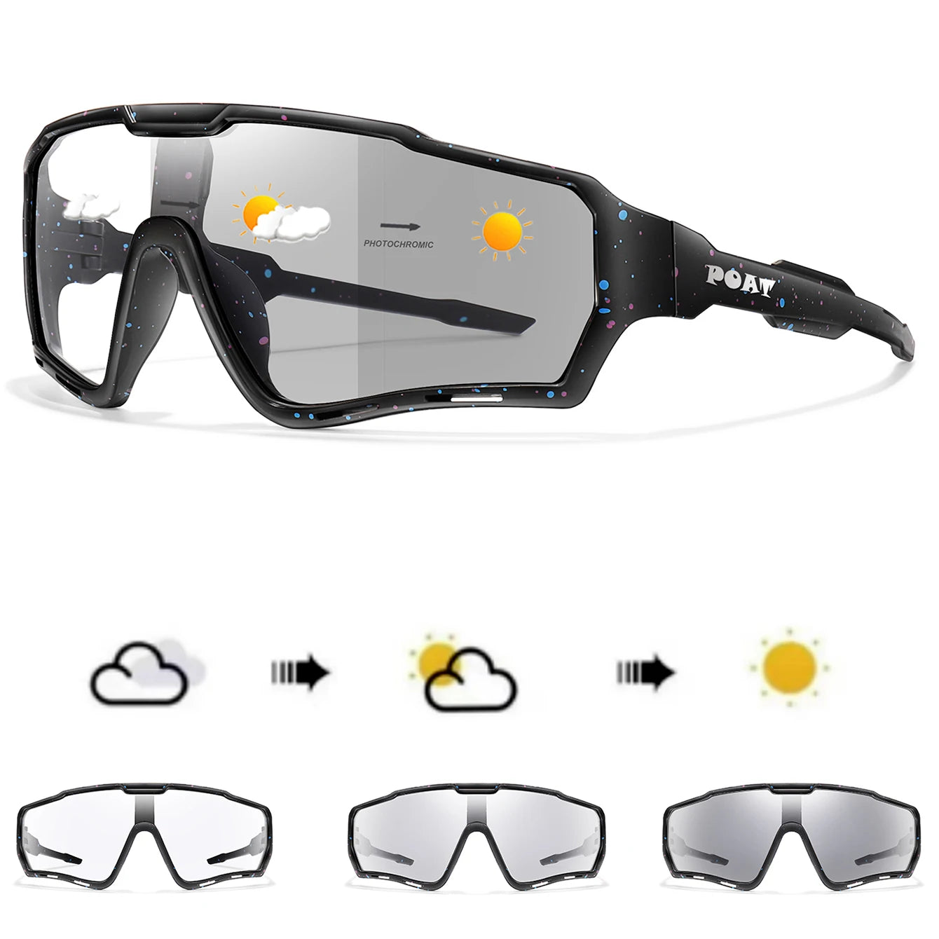 POAT Photochromic Cycling Sunglasses – UV400 MTB Bike Sports Glasses for Men & Women