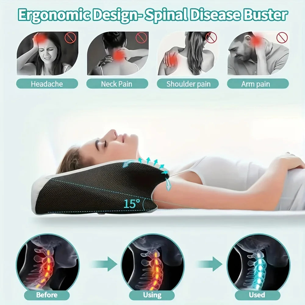 Ergonomic Wave Memory Foam Pillow For Side, Back & Stomach Sleepers