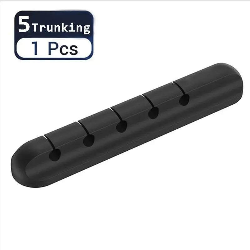 Self-Adhesive Silicone Cable Organizer – 5-Slot or 7-Slot Desktop Cord Holder