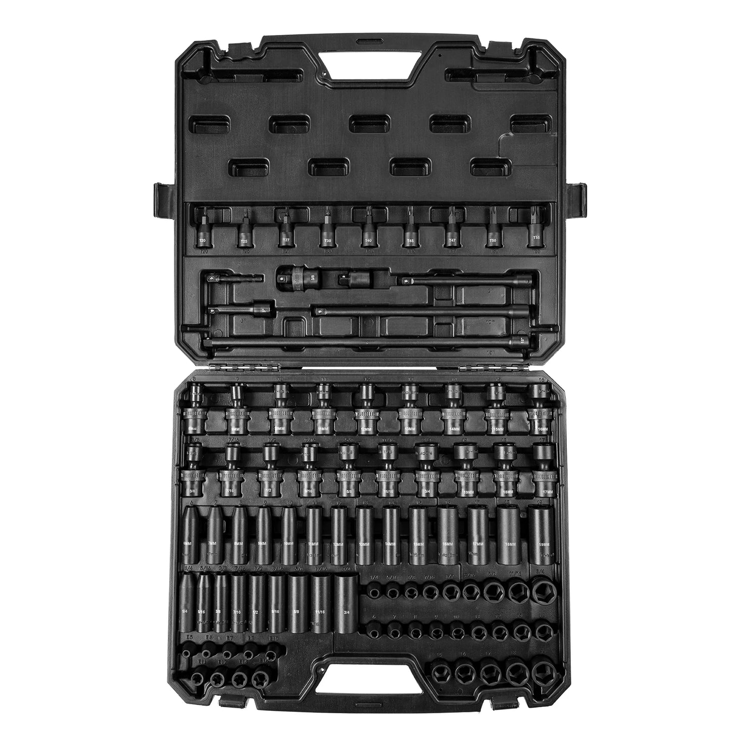 SucceBuy 90-Piece 3/8-Inch Drive Impact Socket Set – SAE & Metric Cr-Mo Auto Repair Tool Kit