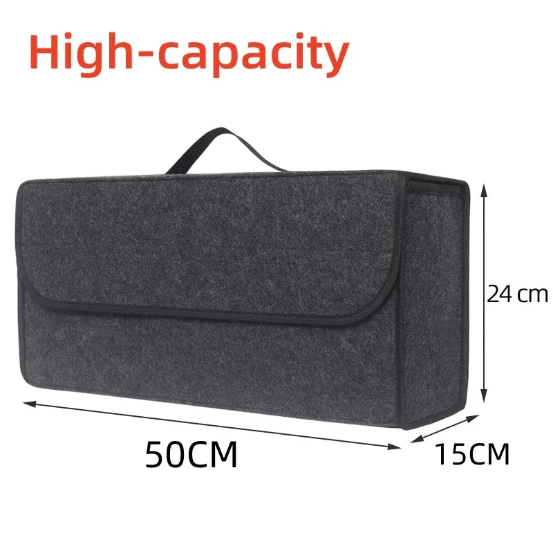 Large Felt Car Trunk Organizer – Anti-Slip Boot Storage Box with Compartments (50x24x15cm)