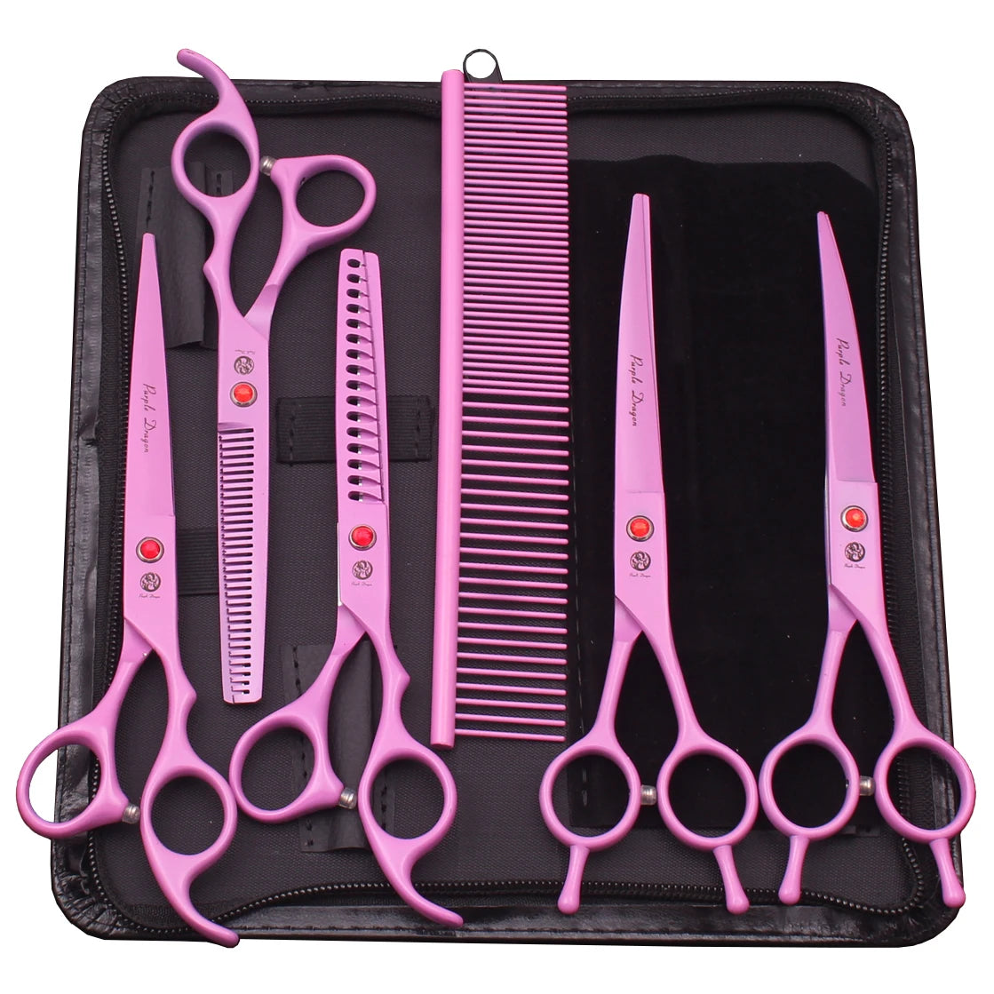 Purple Dragon Professional Dog Grooming Scissors Kit – 6.5” & 7” Japan 440C Stainless Steel Shears Set (Z3002)