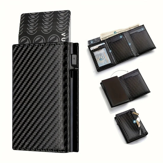 Pop-Up Card Holder Wallet With Zipper Coin Pocket – Slim RFID-Blocking Wallet
