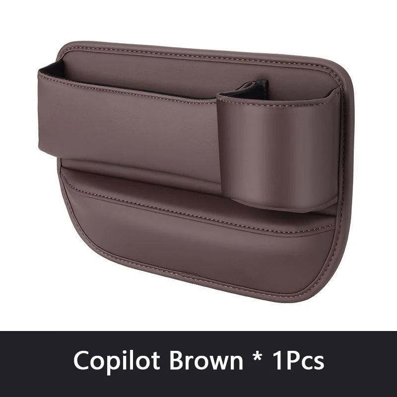 PU Leather Car Seat Gap Organizer With Phone, Cup And Key Storage – 1/2 Pieces